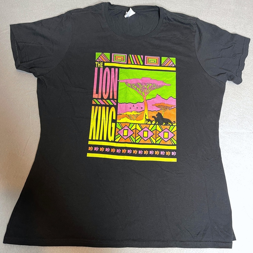 Lion King Retro Black Neon Graphic Print Shirt